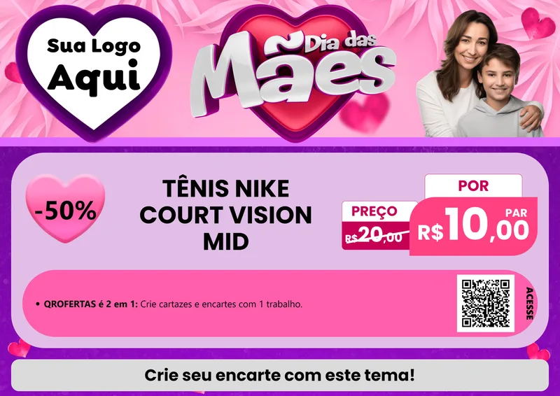 Modelo de Cartaz para Cartaz A4 Horizontal com o tema Dia das Mães para Calçados