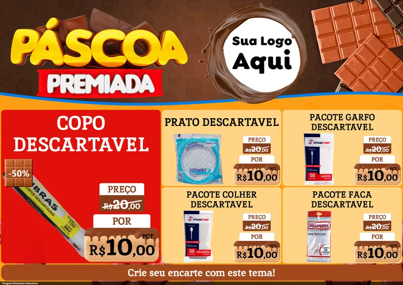 Modelo de Encarte para Encarte A4 Horizontal com o tema Páscoa Premiada para Embalagens