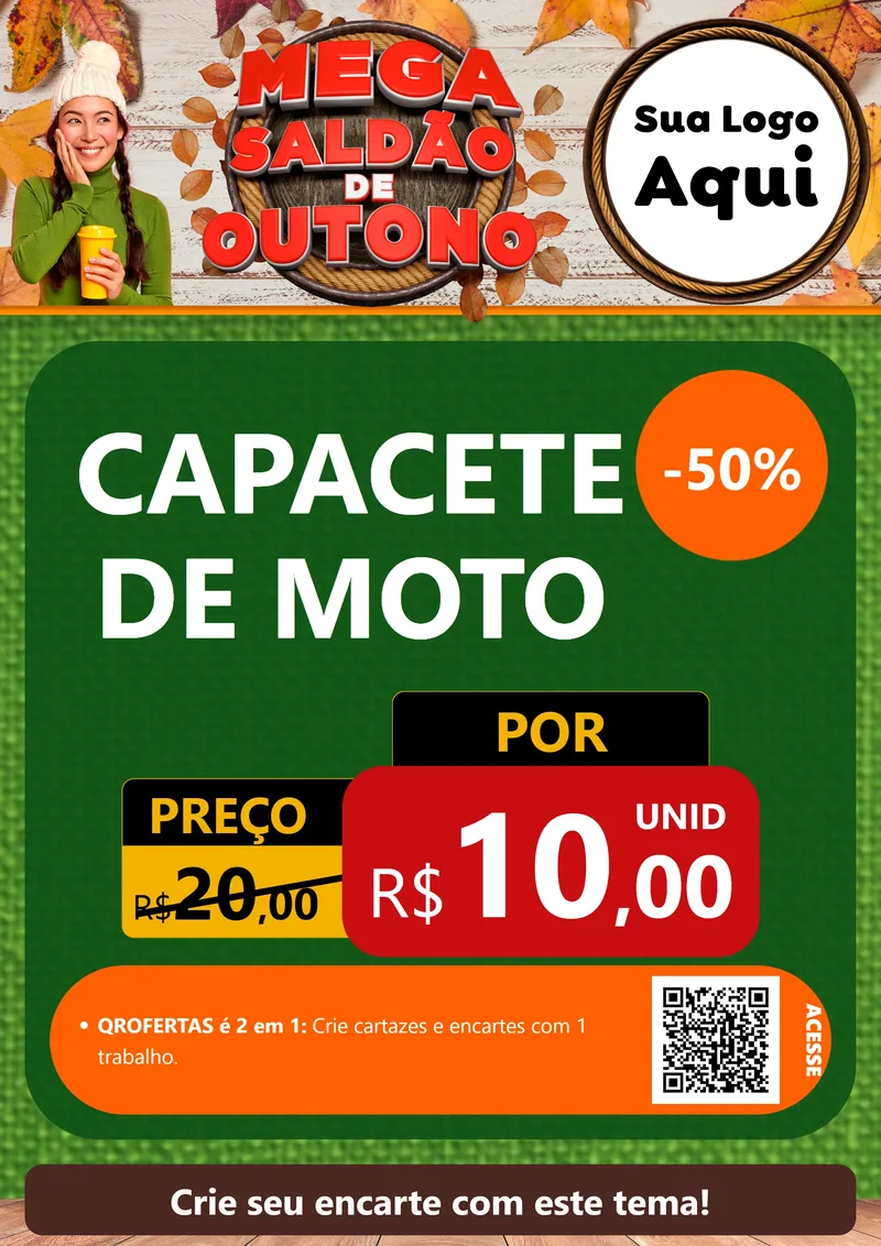Modelo de Cartaz para Cartaz A4 Vertical com o tema Mega Saldão de Outono para Moto peças