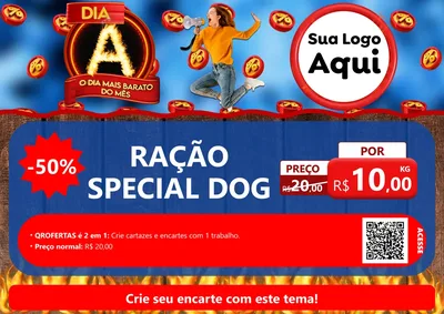 Modelo de Cartaz para Cartaz A4 Horizontal com o tema Dia A - O Dia Mais Barato Do Mês para Pet Shop