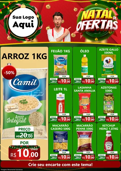 Modelo de Encarte para Encarte A4 Vertical com o tema Natal de Ofertas para Supermercado