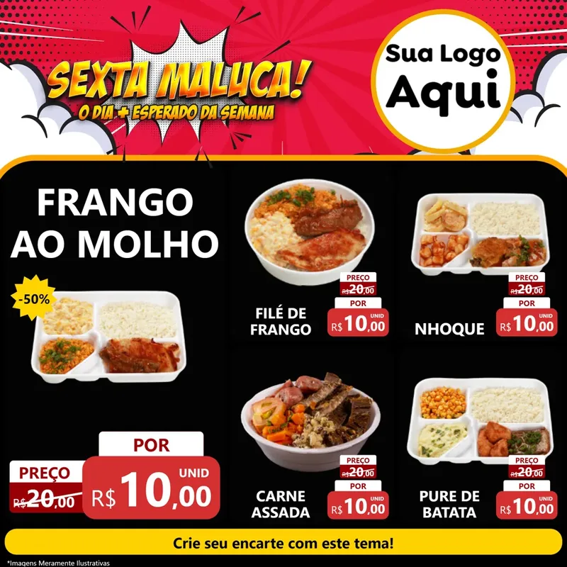 Modelo de Rede Social para Feed Facebook com o tema Sexta Maluca! para Restaurante