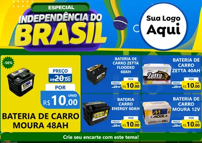 Modelo de Encarte para Encarte A4 Horizontal com o tema Especial Independência do Brasil para Baterias Elétricas
