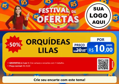 Modelo de Cartaz para Cartaz A4 Horizontal com o tema Festival de Ofertas para Floricultura e jardim