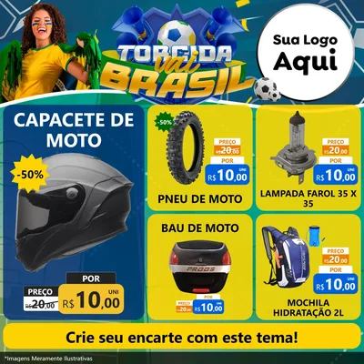 Modelo de Rede Social para Feed Facebook com o tema Torcida Vai Brasil - Copa para Moto peças
