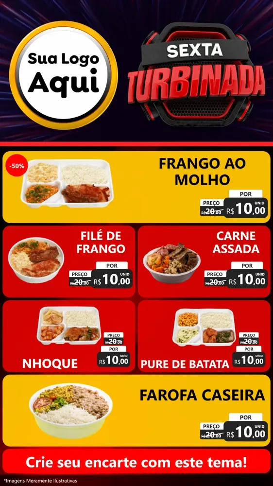 Modelo de TV para TV Vertical com o tema Sexta Turbinada para Restaurante