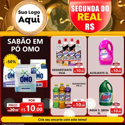 Modelo de Rede Social para Feed Facebook com o tema Segunda do Real para Produtos de Limpeza