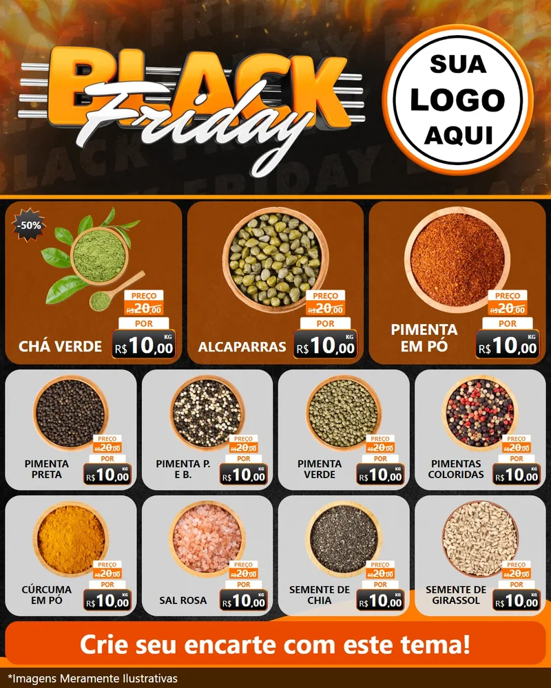 Modelo de Rede Social para Feed Instagram com o tema Black Friday para Produtos Naturais