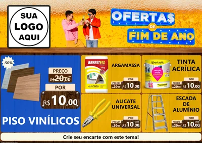 Modelo de Encarte para Encarte A4 Horizontal com o tema Ofertas de Fim de Ano para Material para Construção