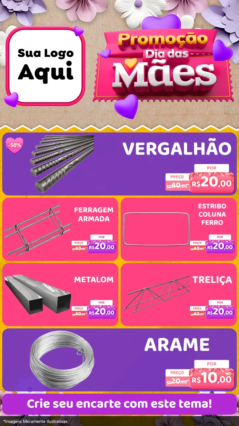 Modelo de TV para TV Vertical com o tema Promoção Dia das Mães para Ferragens