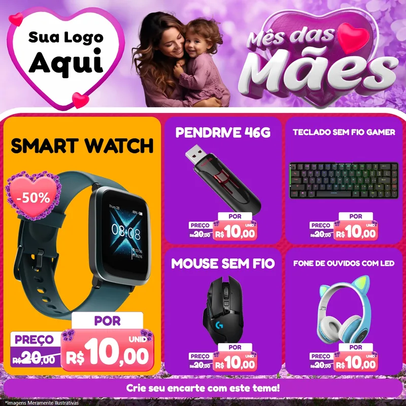 Modelo de Rede Social para Feed Facebook com o tema Mês das Mães para Informática