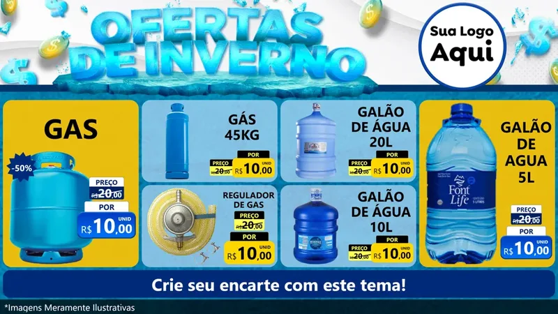 Modelo de TV para TV Horizontal com o tema Ofertas de Inverno para Água e gás