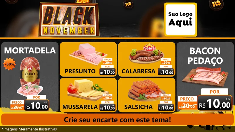 Modelo de TV para TV Horizontal com o tema Black November para Frios e Laticínios