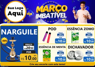 Modelo de Encarte para Encarte A4 Horizontal com o tema Março Imbatível para Tabacaria