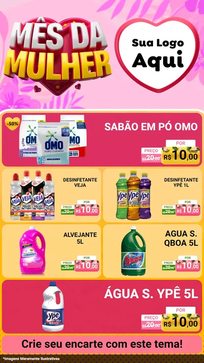 Modelo de TV para TV Vertical com o tema Mês da Mulher para Produtos de Limpeza