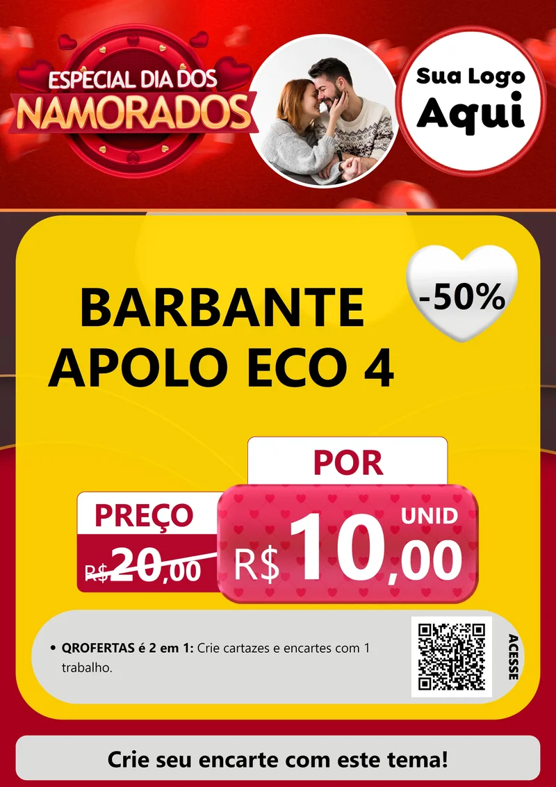 Modelo de Cartaz para Cartaz A4 Vertical com o tema Especial Dia Dos Namorados para Armarinho e Aviamentos
