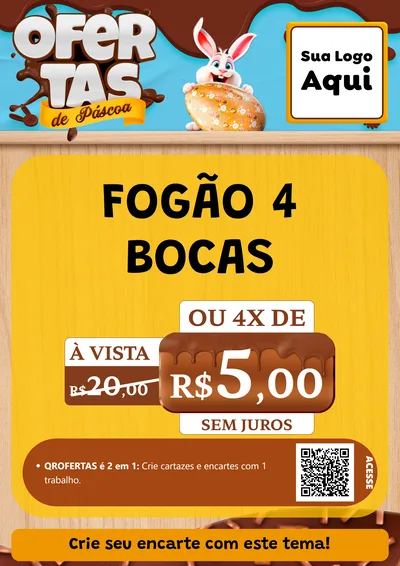 Modelo de Cartaz para Cartaz A4 Vertical com o tema Ofertas de Páscoa para Móveis e Eletro