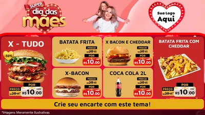 Modelo de TV para TV Horizontal com o tema Super Dia Das Mães para Hamburgueria