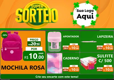 Modelo de Encarte para Encarte A4 Horizontal com o tema Super Sorteio para Papelaria