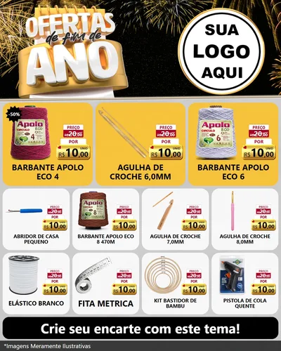 Modelo de Rede Social para Feed Instagram com o tema Ofertas de Fim de Ano para Armarinho e Aviamentos