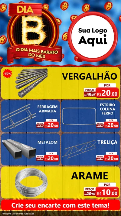 Modelo de TV para TV Vertical com o tema Dia B - O Dia Mais Barato Do Mês para Ferragens