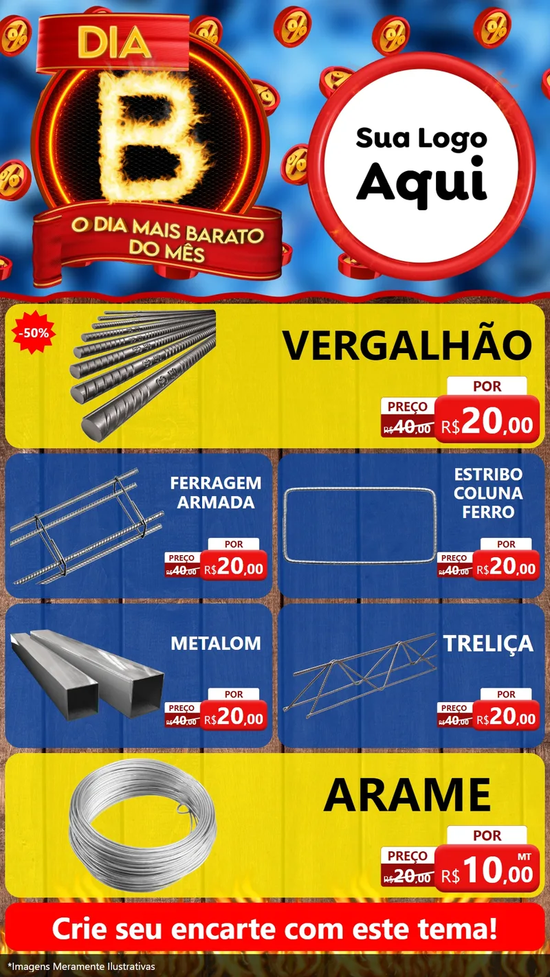 Modelo de TV para TV Vertical com o tema Dia B - O Dia Mais Barato Do Mês para Ferragens