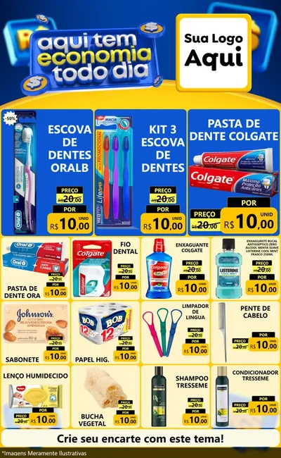 Modelo de Encarte para Encarte Grande com o tema Aqui Tem Economia Todo Dia para Higiene Pessoal