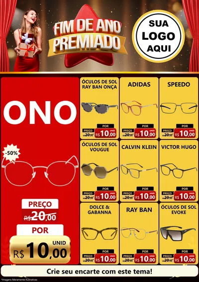 Modelo de Encarte para Encarte A4 Vertical com o tema Fim de Ano Premiado para Óticas