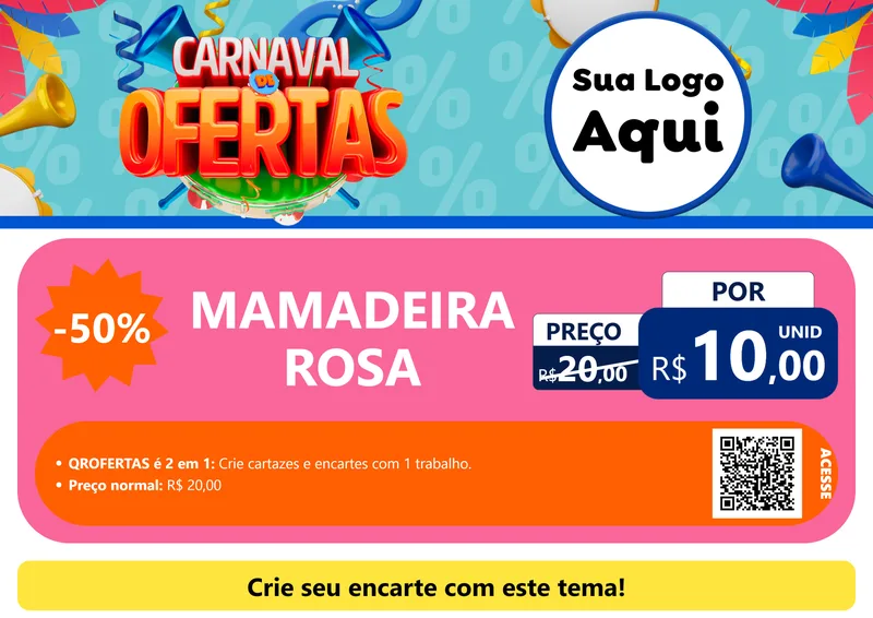 Modelo de Cartaz para Cartaz A4 Horizontal com o tema Carnaval de Ofertas para Bebês