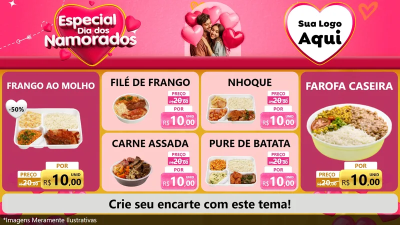 Modelo de TV para TV Horizontal com o tema Especial Dia dos Namorados para Restaurante