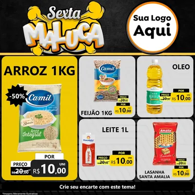 Modelo de Rede Social para Feed Facebook com o tema Sexta Maluca para Supermercado