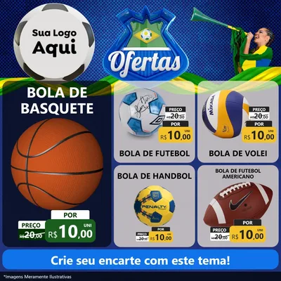 Modelo de Rede Social para Feed Facebook com o tema Ofertas (Futebol) para Artigos Esportivos