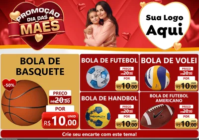 Modelo de Encarte para Encarte A4 Horizontal com o tema Promoção Dia das Mães para Artigos Esportivos