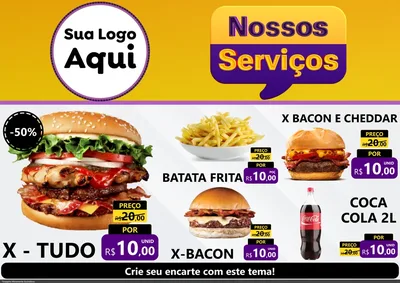 Modelo de Encarte para Encarte A4 Horizontal com o tema Nossos Serviços para Hamburgueria