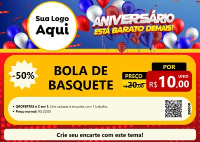 Modelo de Cartaz para Cartaz A4 Horizontal com o tema Aniversário para Artigos Esportivos