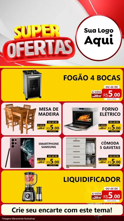 Modelo de TV para TV Vertical com o tema Super Ofertas para Móveis e Eletro