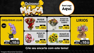Modelo de TV para TV Horizontal com o tema Quinzena Maluca para Floricultura e jardim