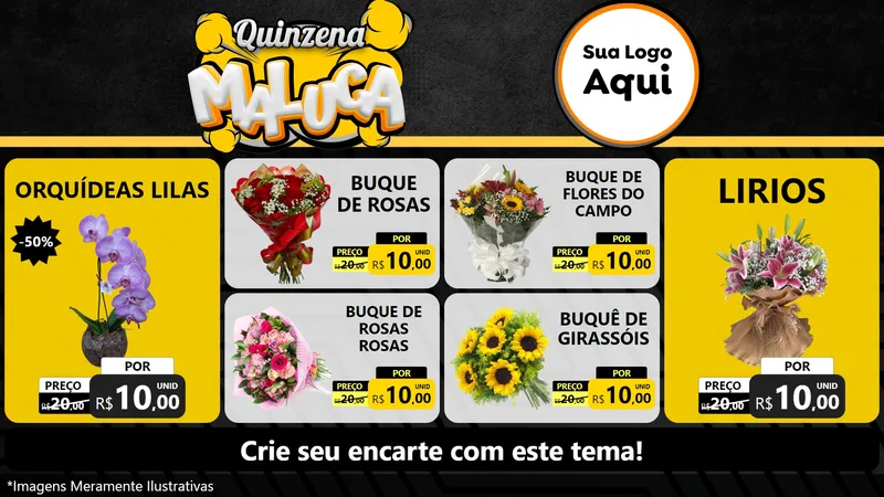 Modelo de TV para TV Horizontal com o tema Quinzena Maluca para Floricultura e jardim