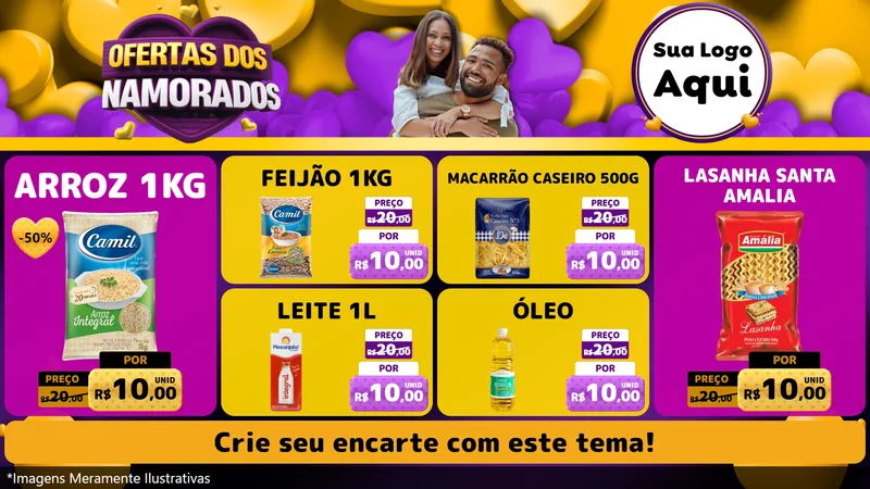 Modelo de TV para TV Horizontal com o tema Oferta Dos Namorados para Supermercado