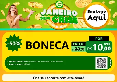 Modelo de Cartaz para Cartaz A4 Horizontal com o tema Janeiro Sem Crise para Brinquedos