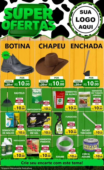 Modelo de Encarte para Encarte Grande com o tema Super Ofertas - Agropecuária para Agropecuária