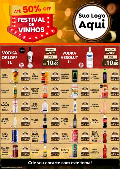 Modelo de Encarte para Encarte A4 Vertical com o tema Festival de Vinhos para Distribuidora de bebidas