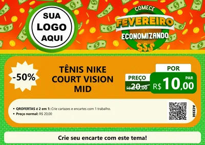 Modelo de Cartaz para Cartaz A4 Horizontal com o tema Comece Fevereiro Economizando para Calçados