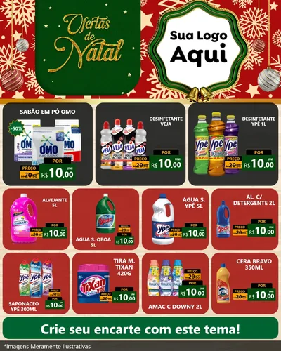 Modelo de Rede Social para Feed Instagram com o tema Natal de Ofertas para Produtos de Limpeza