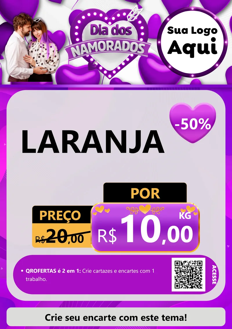 Modelo de Cartaz para Cartaz A4 Vertical com o tema Dia dos Namorados para Hortifrúti