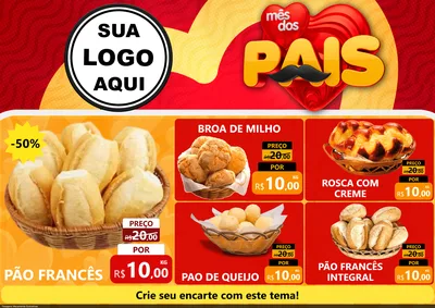 Modelo de Encarte para Encarte A4 Horizontal com o tema Mês Dos Pais para Padaria