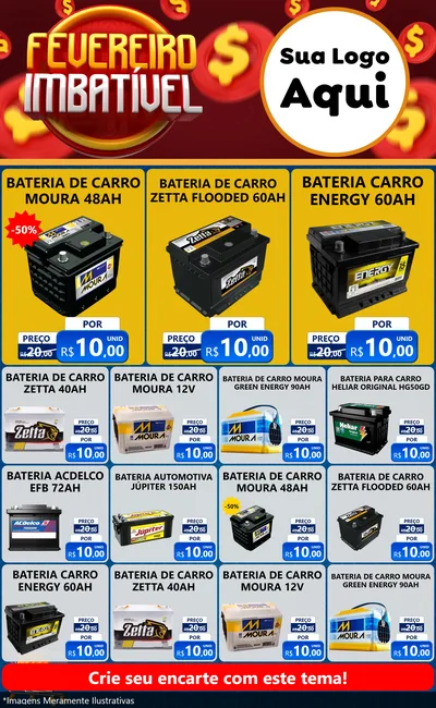 Modelo de Encarte para Encarte Grande com o tema Fevereiro Imbatível para Baterias Elétricas