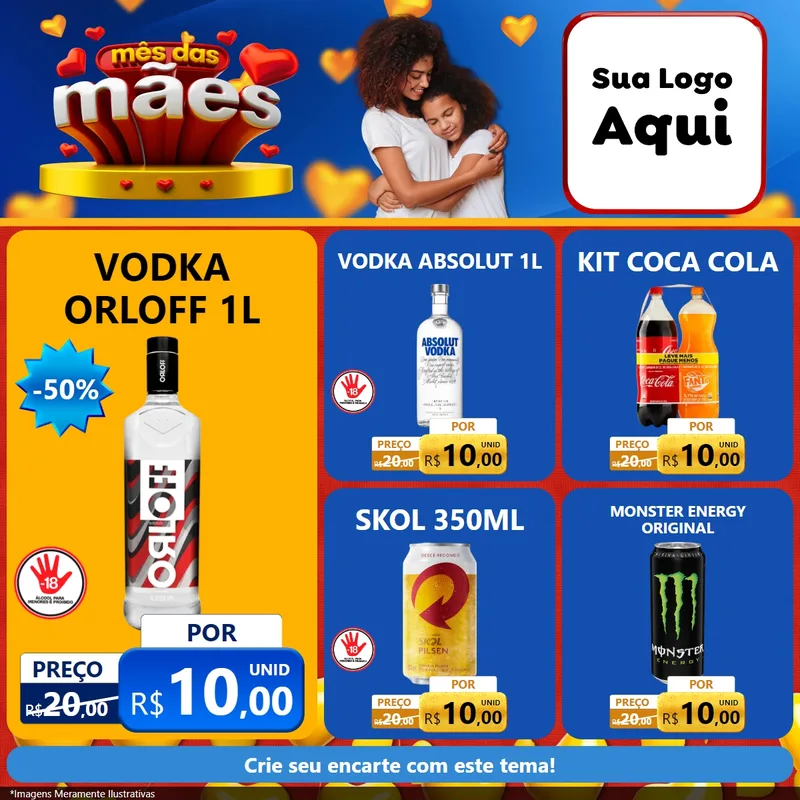 Modelo de Rede Social para Feed Facebook com o tema Mês das Mães para Distribuidora de bebidas
