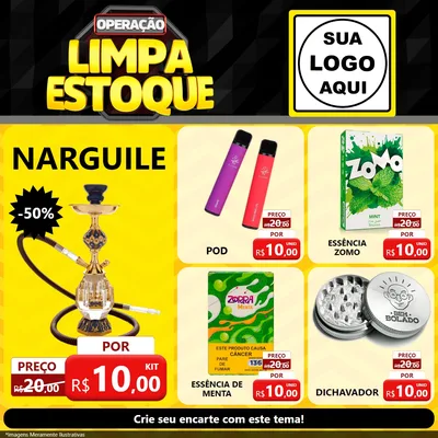 Modelo de Rede Social para Feed Facebook com o tema Operação Limpa Estoque para Tabacaria