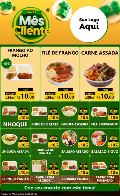 Modelo de Encarte para Encarte Grande com o tema Especial Mês do Cliente para Restaurante